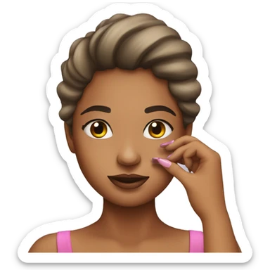 girl putting on gloss sticker