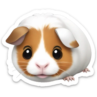 Guinea pig with white body, one black spot on the one part of her face, one brown coot on her another part of face sticker