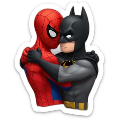 spider man and batman hug sticker