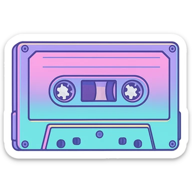 vaporwave style cassette tape, pastel colors sticker