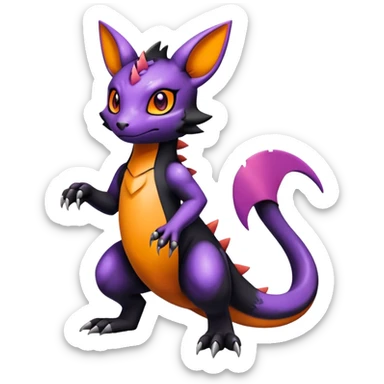 Cute Shiny Guilmon-Salandit-Umbreon-Fakémon-hybrid-creature (full body)  sticker