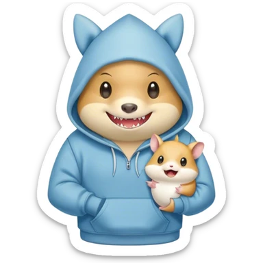 Shark with hamster face shaped hoodie sticker