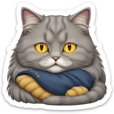 grey fluffy british long hair cat with yellow eyes ist sleeping sticker