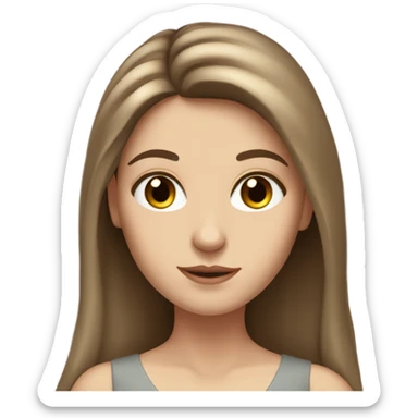 White girl with long voluminous brown hair , geen eyes  sticker