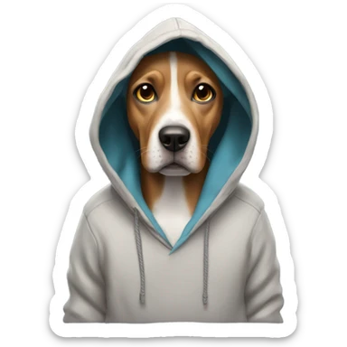 Dog wearing a hoodie with the Sunday scaries sticker