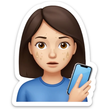 brunette woman with lots of acne sticker