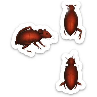 Black red gold green cyan rusty grunge effect scratched patina rat mouse scorpion tail stinger  sticker