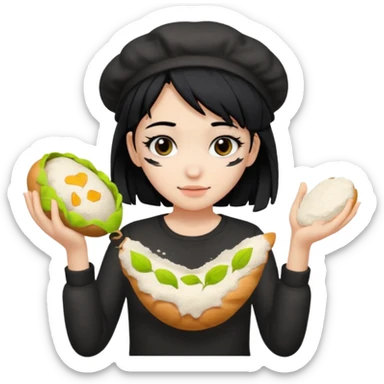 Emo girl making bread sticker