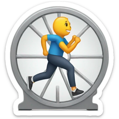 person running on hamster wheel sticker