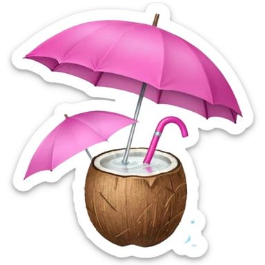 coconut drink with pink umbrella sticker