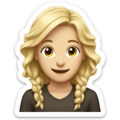 blonde girl with smiling  boys sticker