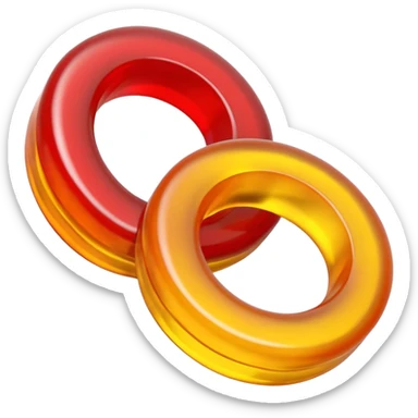 emoji de 2 gomitas en forma de aro una colo rojo y otra amarillo de muy gruesas  sticker