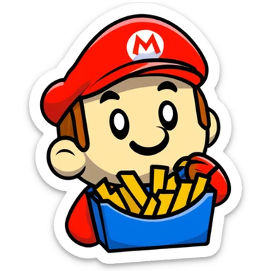 Mario eating french fries sticker