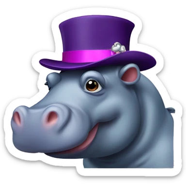 hippo with pimp hat sticker
