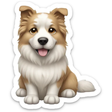 fluffy dog on tile floor sticker