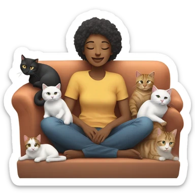 Cuddled up with my cats on couch sticker