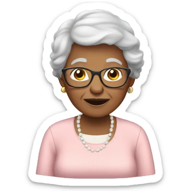 grandma using phone (light skin) sticker