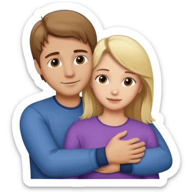 Caring hug brown hair man blonde hair woman sticker