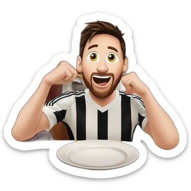 lionel messi with a surprised face in an italian restaurant sticker
