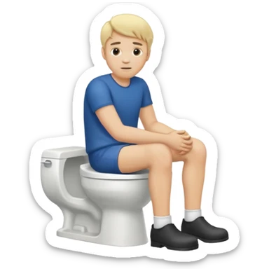 Blonde man sitting on toilet sticker