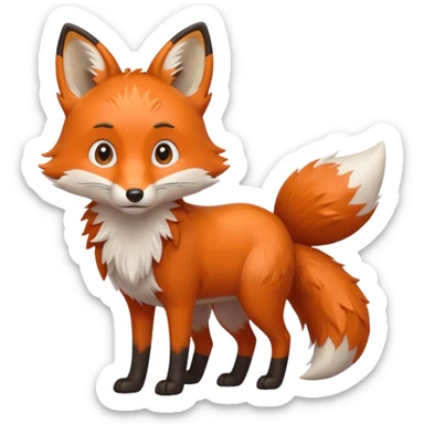 curious fox with a bushy tail sticker