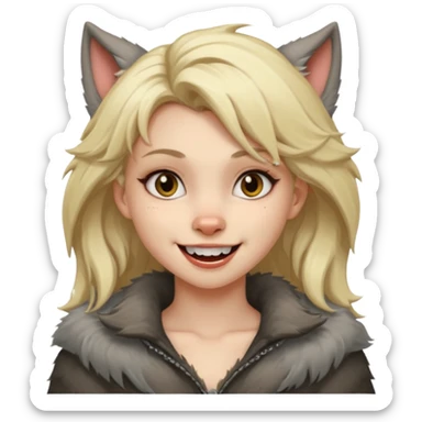 Werewolf blode girl with a smile sticker
