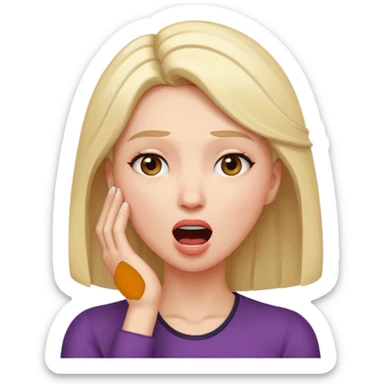Femme, bouche ouverte, tête légèrement penchée en arrière. Main contre le front de façon dramatique  sticker