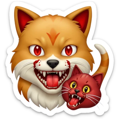 Dog eating a cat sticker