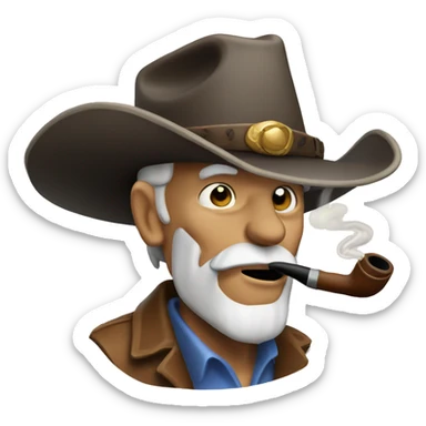 old man cowboy hat smoking pipe sticker