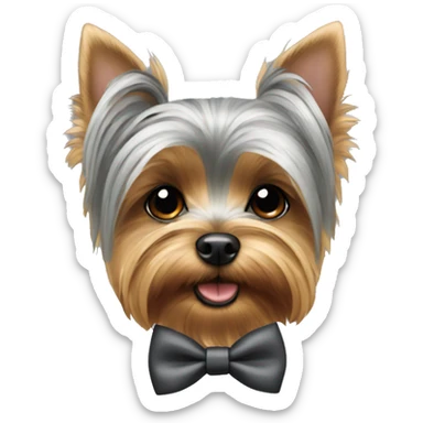 Grey yorkie with bow tie  sticker