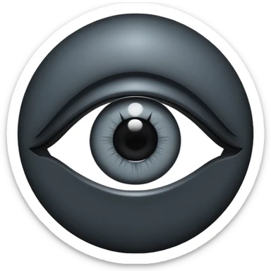 Minimal emoji, gothic futuristic eye, cold grey sclera, pupil replaced by a solid black number 8, occult cyber aesthetic, sharp clean lines, flat emoji design, centered, transparent background sticker