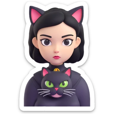 evil British cat-woman sticker