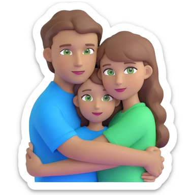 cute couple hugging, girl with light brown hair and green eyes, guy with brown hair and blue eyes sticker