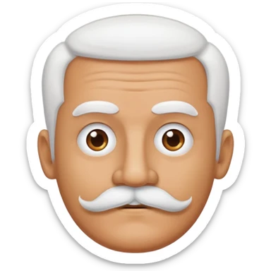 man with oval-shaped flat-top head and bushy white mustache sticker