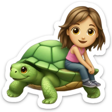 Petite fille sur une tortue sticker