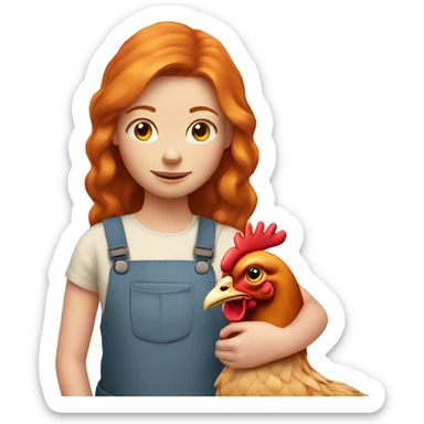 Ginger girl with a hen sticker