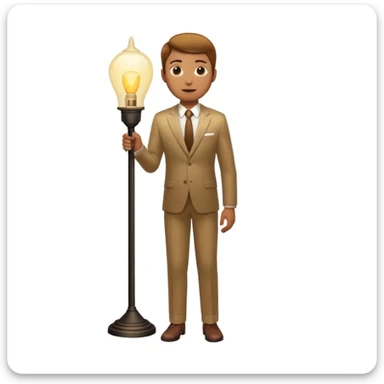 eine stehende Person im Scheinwerferlicht einer Lampe, Schattenwurf sichtbar sticker