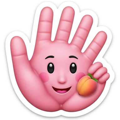 Peach emoji  with hand print sticker