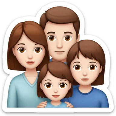 family 3 people, white skin and all brown hair  sticker