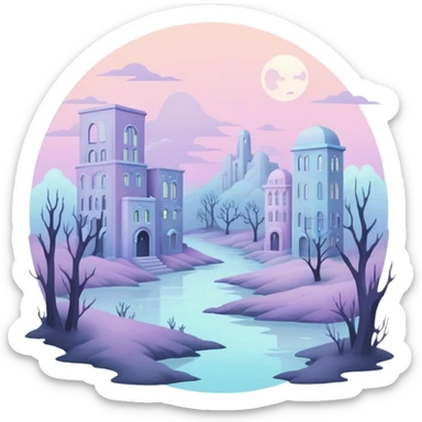 Ghostly Pastel Black Green Greyish Spectral Gloomy Dusky Dystopian Apocalyptic Aesthetic Scenery Deco sticker