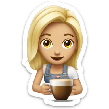 una chica rubia tomando café  sticker