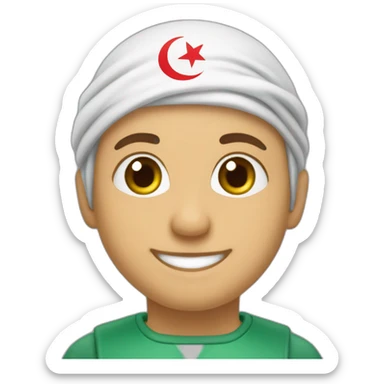 un garçon de 35 ans portant le drapeau de la Tunisie souriant et musulmans  sticker