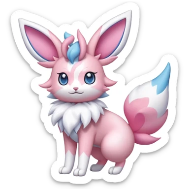 Sylveon-Delcatty-Fakémon-hybrid-creature (full body)  sticker