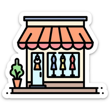 fashion company building with clothing displays in windows sticker