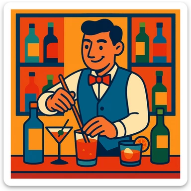 bartender mixing drinks sticker