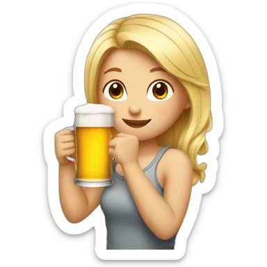 blond girl drinking beer sticker