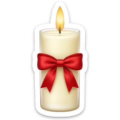 Soft vanilla long glass candle, with little red bow sticker