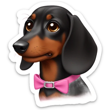 Black brown Daschund with pink colar sticker