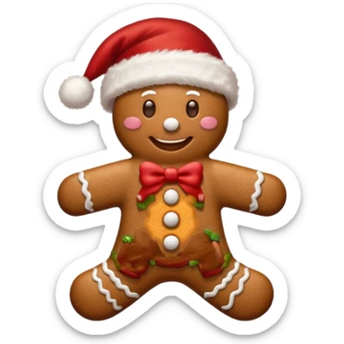 christmas gingerbread man with santa hat sticker