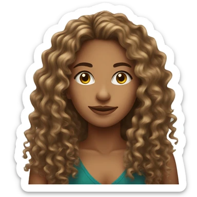 Realistic Brazilian young pretty women with a long curly hair  sticker